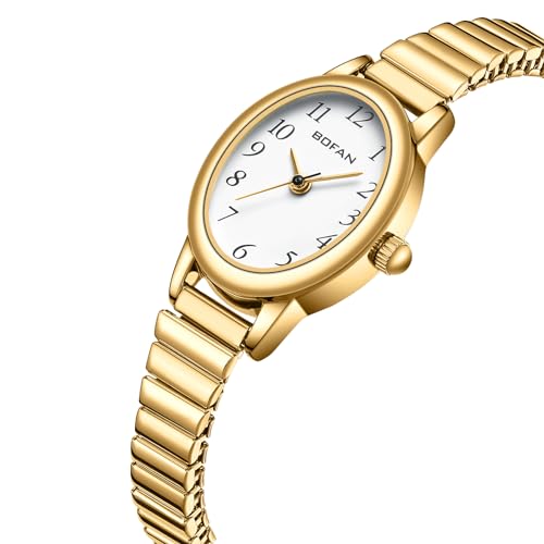 BOFAN Ladies's Small Gold Quartz Watches - Straightforward-to-Learn Design with Stainless Metal Growth Band and Waterproof Function