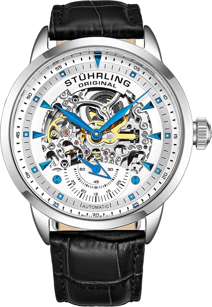 Stuhrling Unique Males’s Automated Skeleton Costume Watch with Alligator-Embossed Leather-based Strap and Mechanical Motion